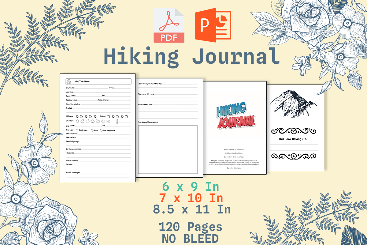hiking journal: Hiking Journal in Three Trim Sizes original product preview