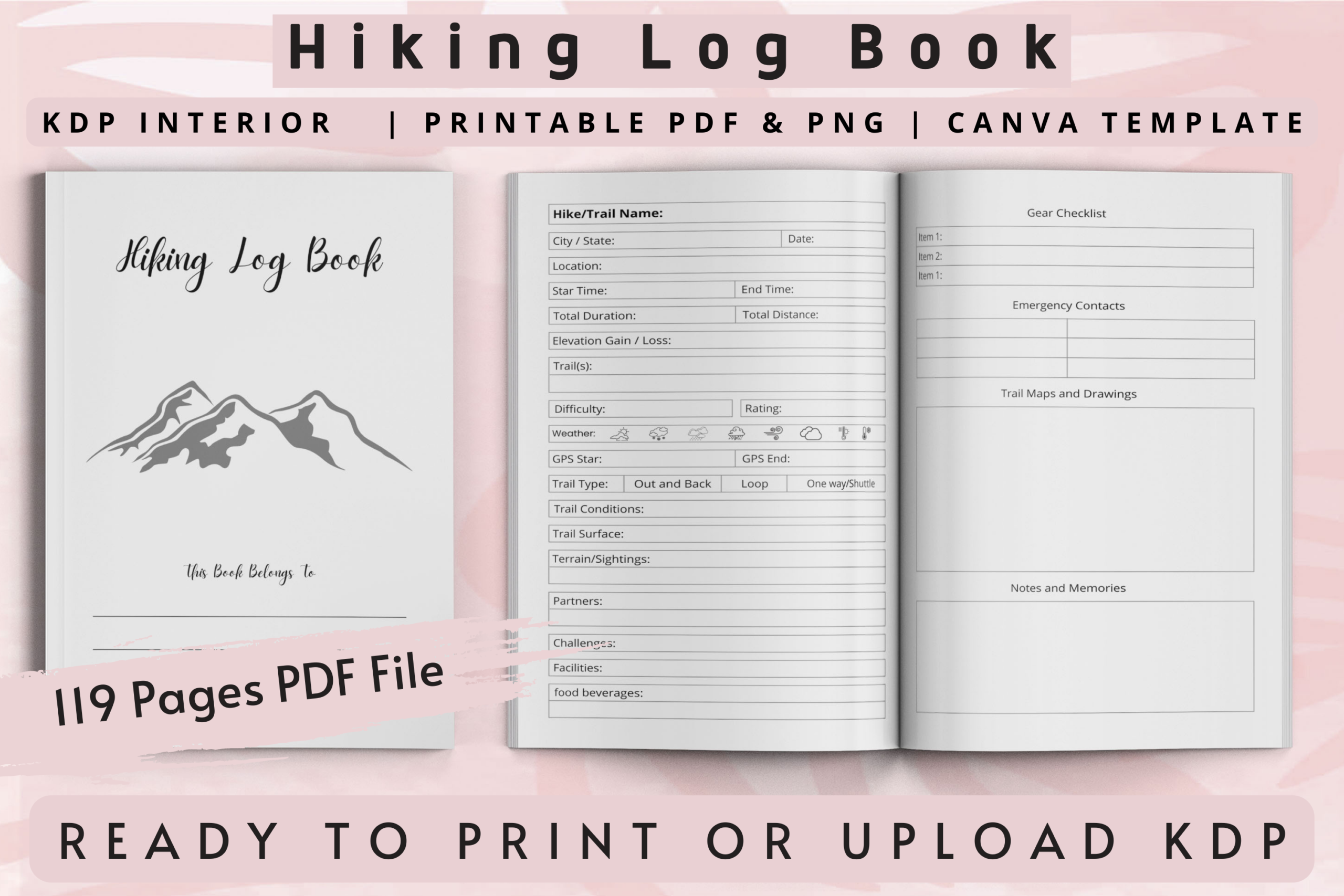 hiking journal: Small Canva Hiking Logbook with Two Page Designs original product preview