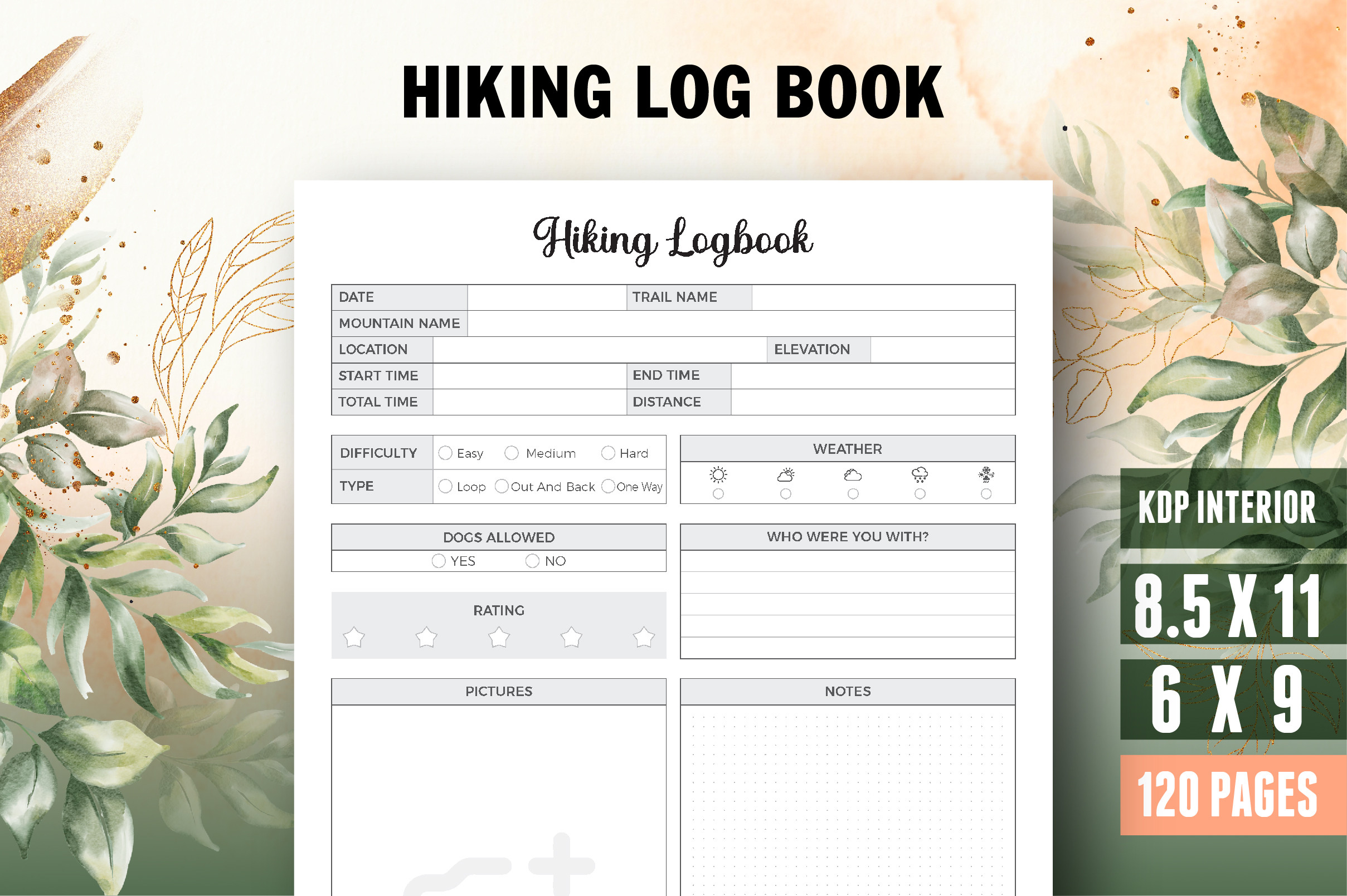 hiking journal: Hiking Logbook with Two Paper Sizes original product preview