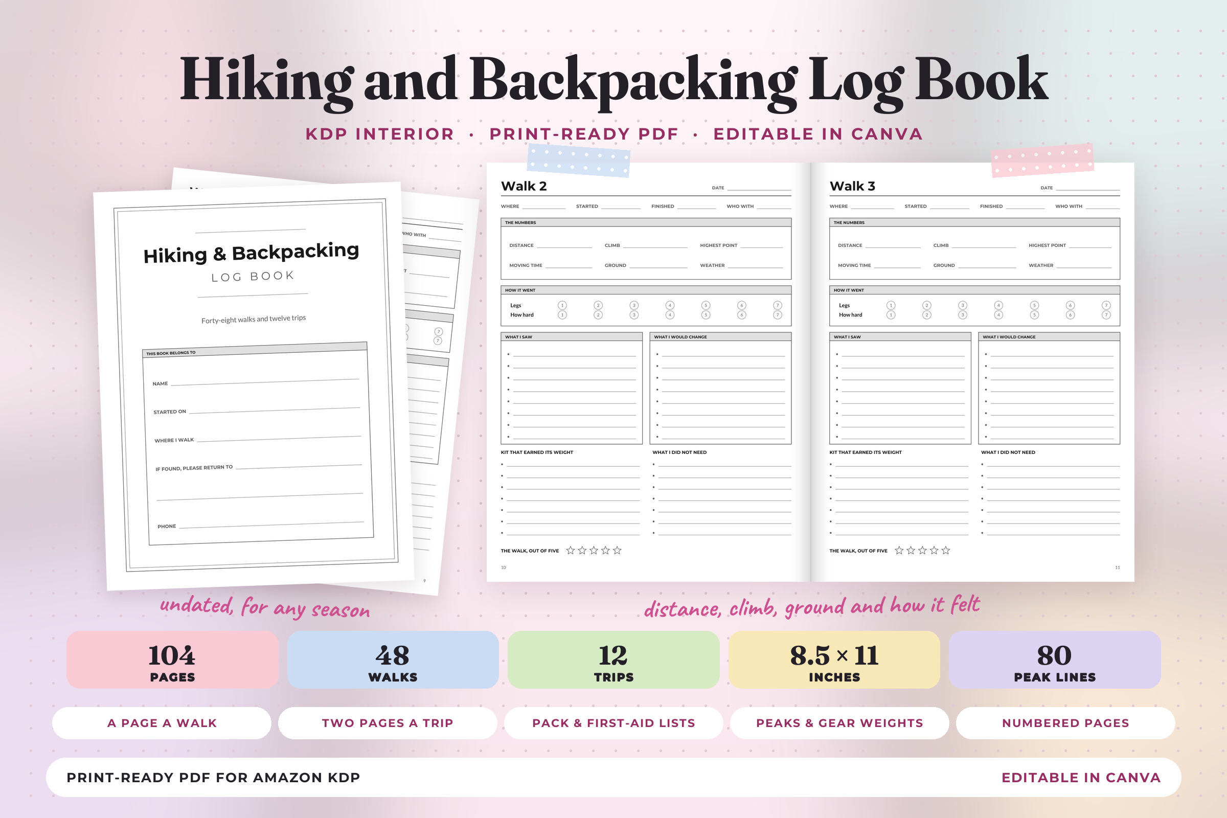 hiking journal: Hiking and Backpacking Record Book original product preview