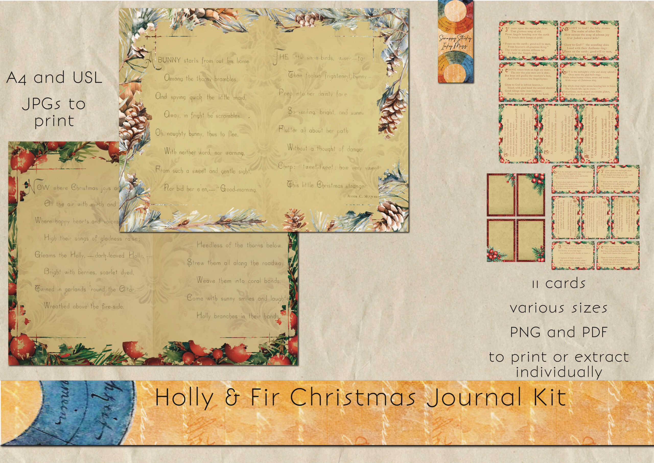 christmas journal: Holly and Fir Poetry Journal Pages original product preview
