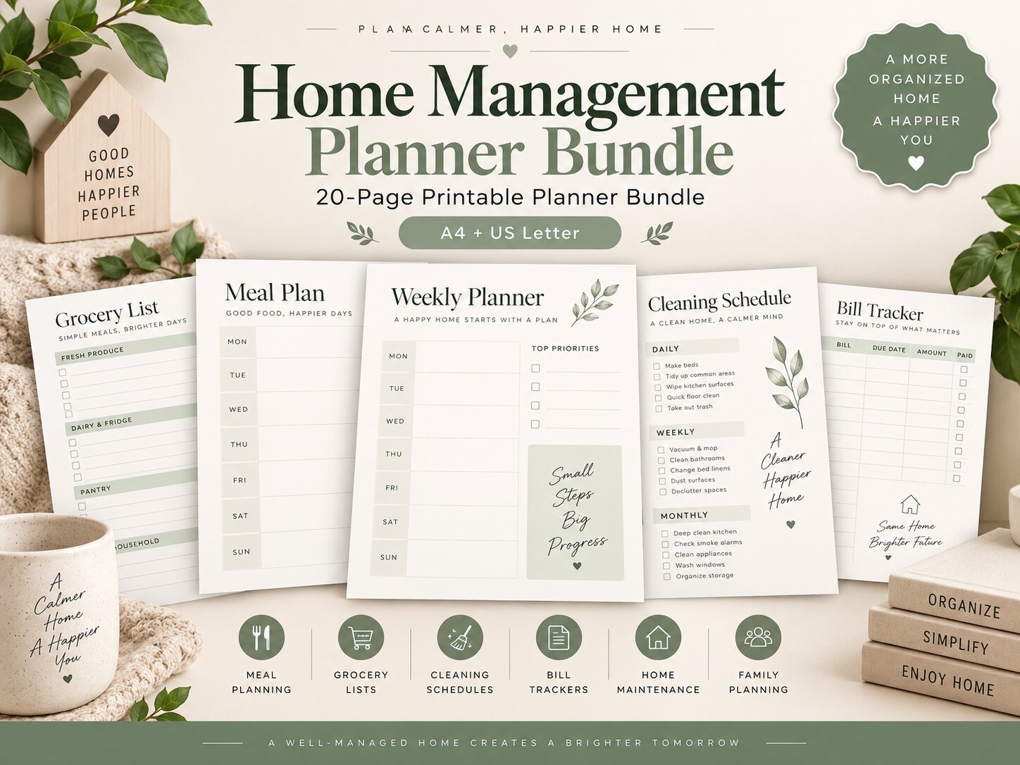 Home Management Workbook — Home Management Planner Bundle product preview