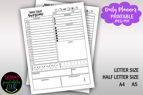 Hourly daily planner - Hourly Daily Planner Day Planner Pages