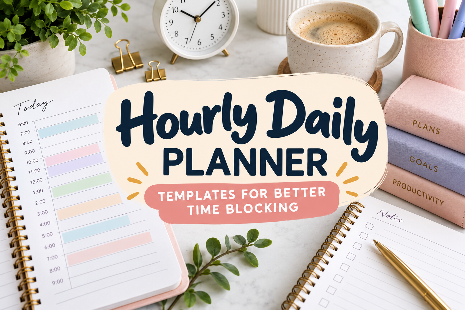 Hourly daily planner templates for better time blocking