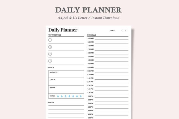 Hourly daily planner - Hourly Planner Daily Planner Printable
