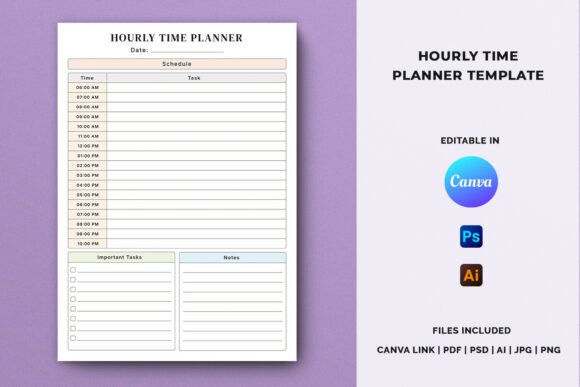 Hourly daily planner - Hourly Time Planner Template