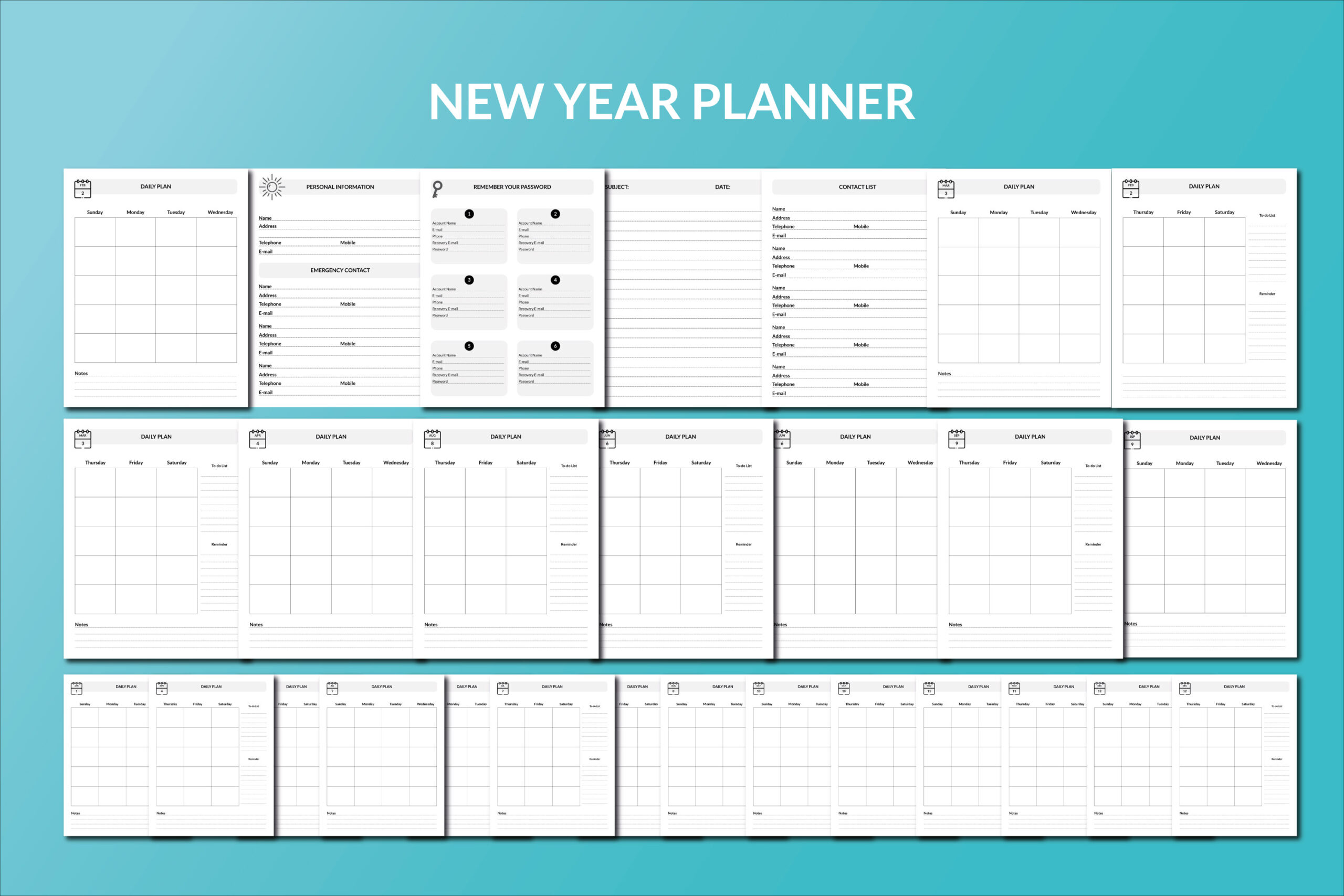 New Year Planner — KDP Interior New Year Planner product preview