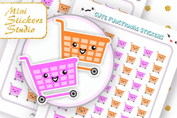 shopping planner stickers: Letter-Size Cart Reminder Sticker Sheet original product preview
