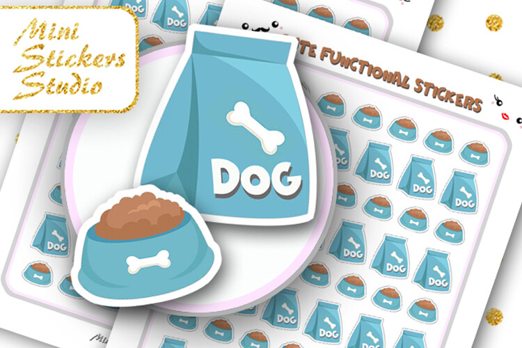 pet planner stickers: Kawaii Dog Food Reminder Sheet original product preview