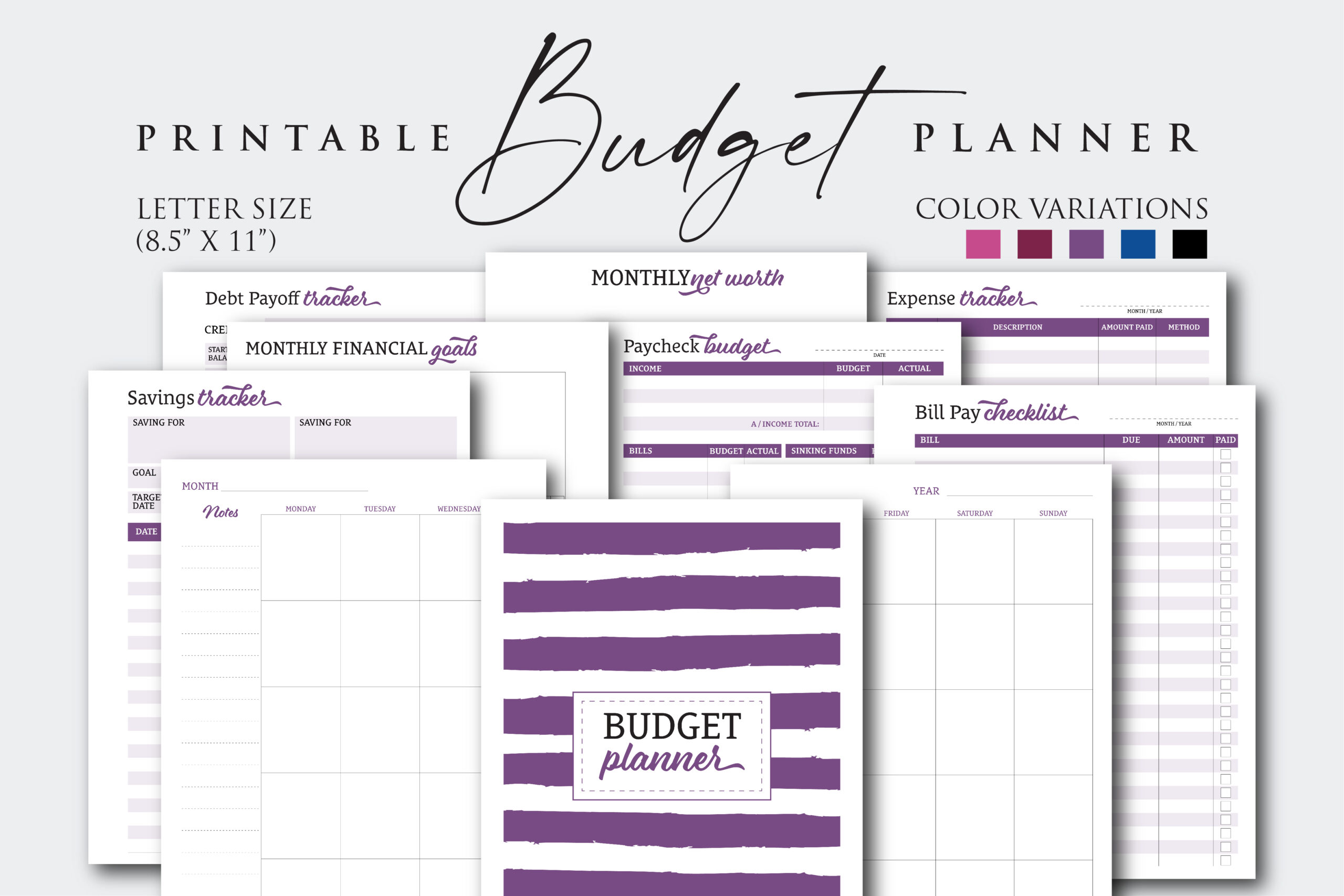 Letter Size Paycheck Budget Planner