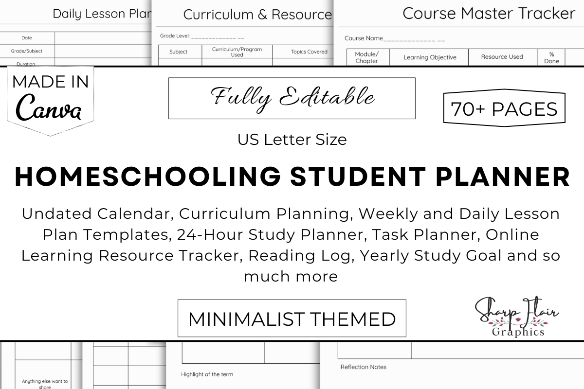 Homeschool Planner — Minimalist Homeschool Planner Canva product preview