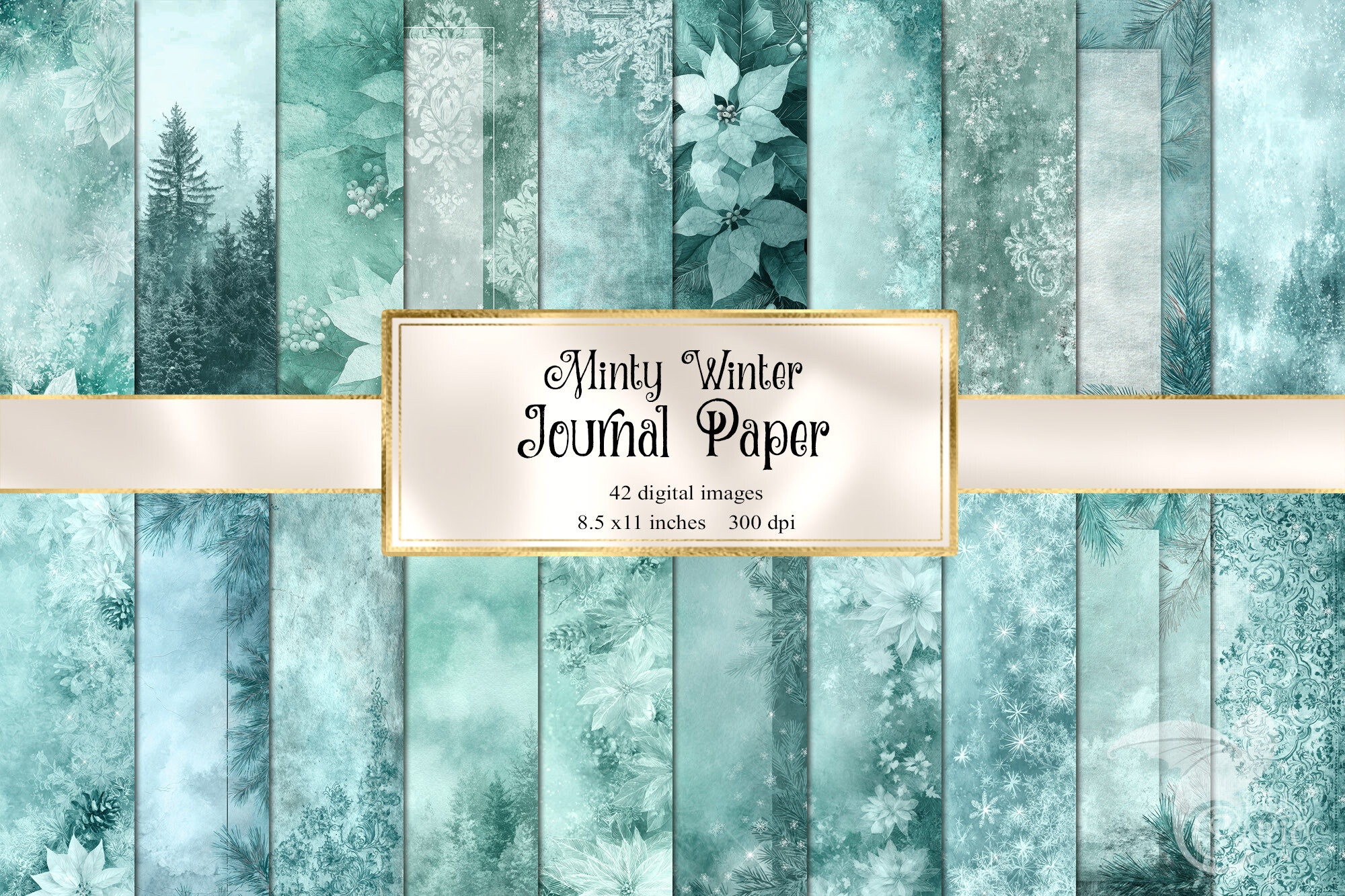 winter journal: Mint and Aqua Winter Paper Collection original product preview