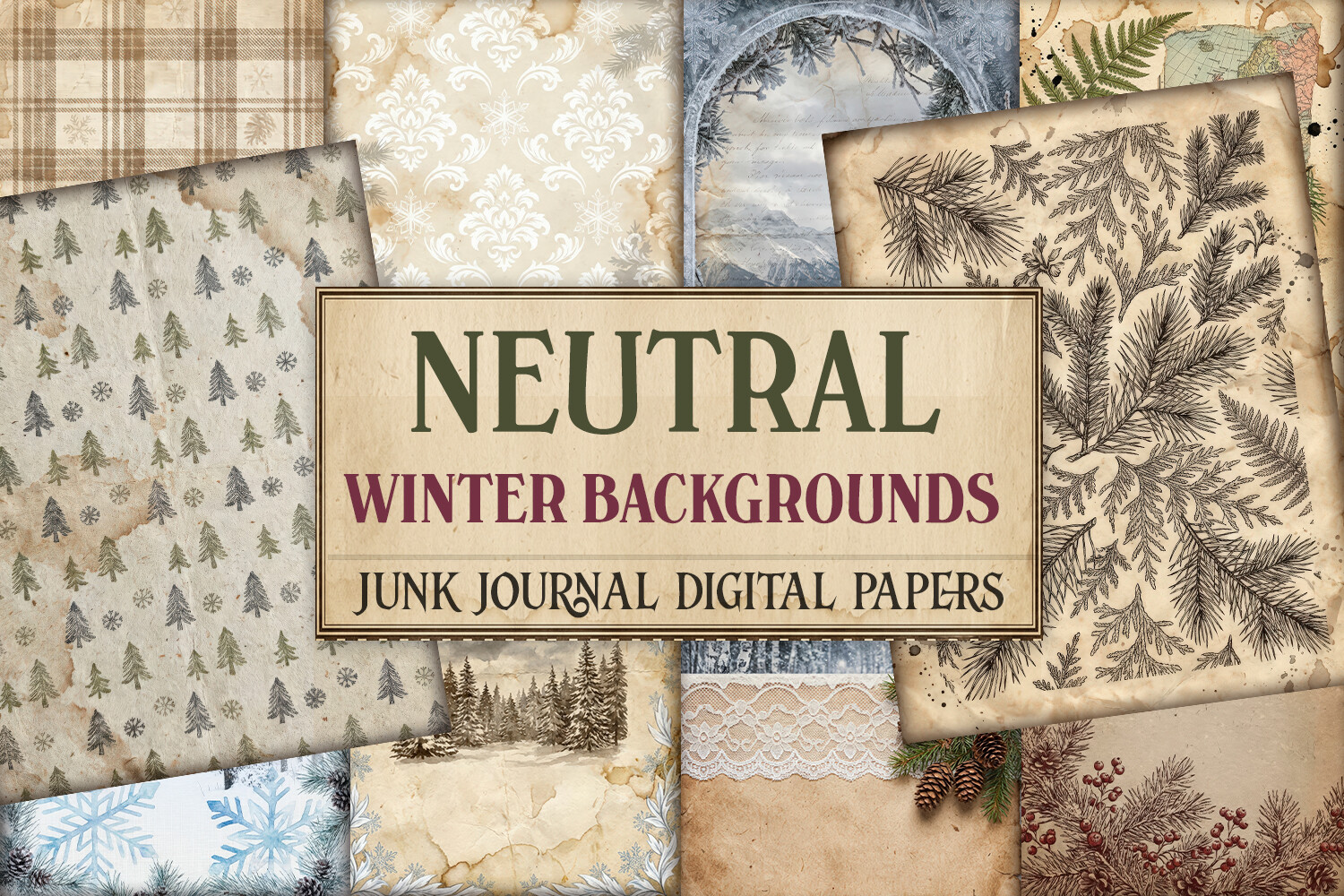 winter journal: Neutral Winter Papers for Quiet Layouts original product preview