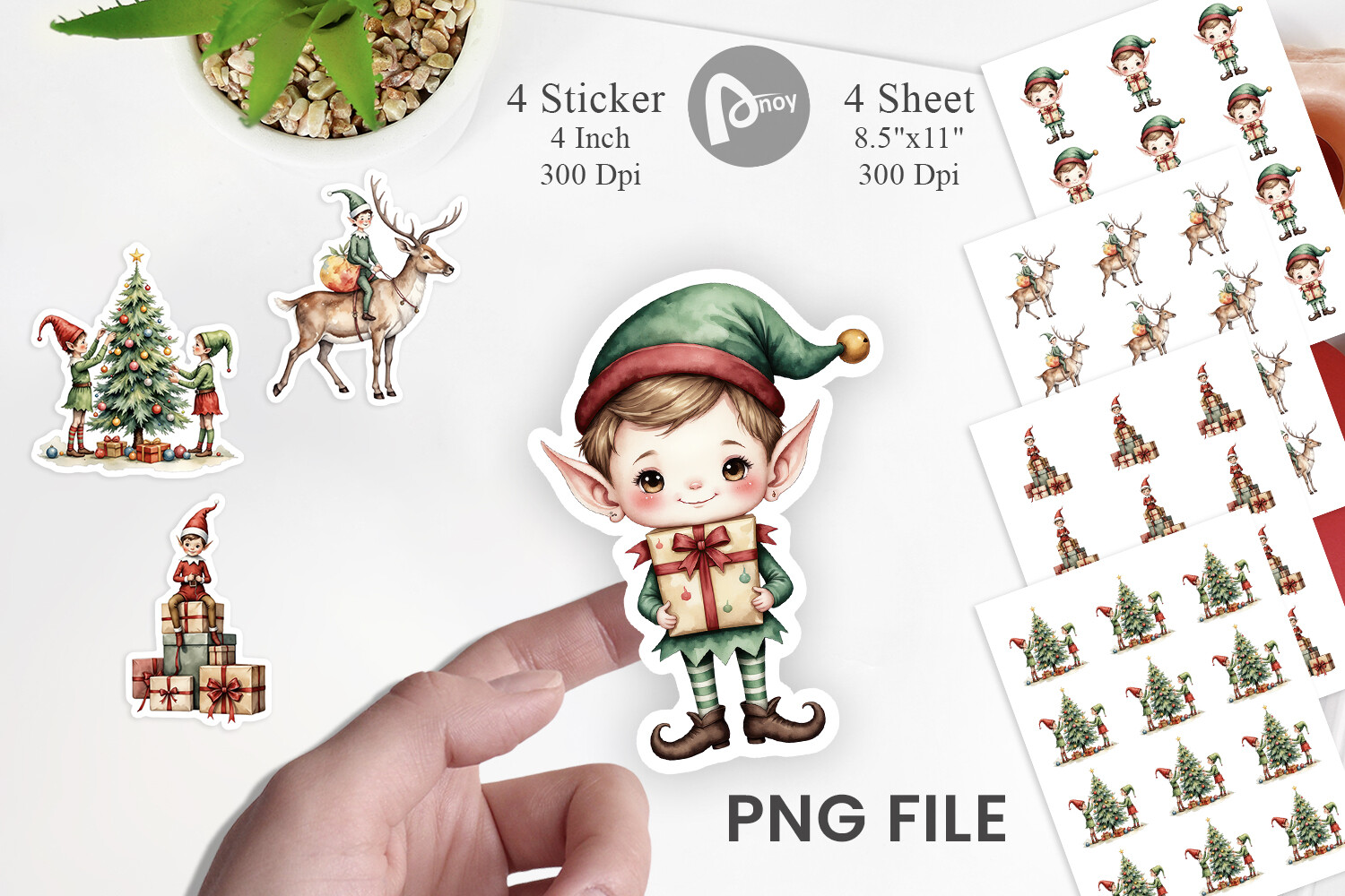 christmas elf stickers: North Pole Elves with Premade Sheets original product preview