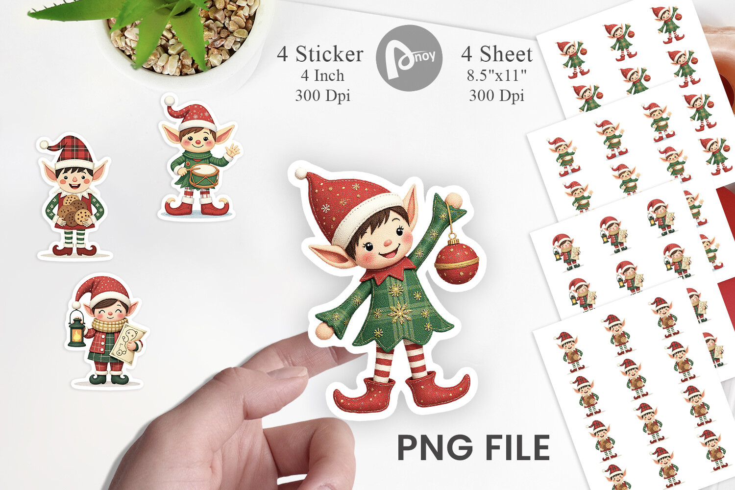 christmas elf stickers: Patchwork Elf Sticker Set original product preview