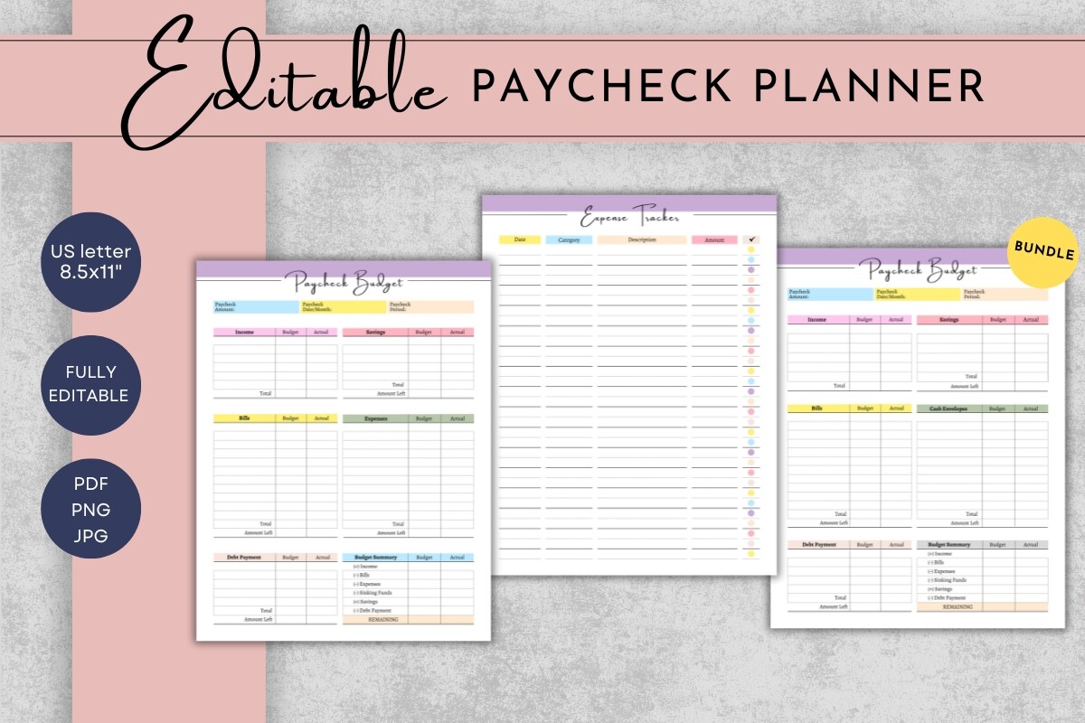 Editable Paycheck Budget Planner