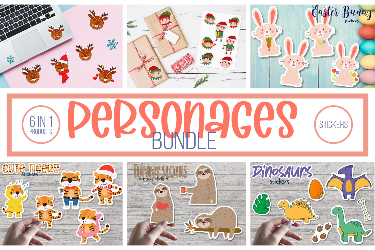 christmas elf stickers: Seven-Elf Subset in a Character Bundle original product preview