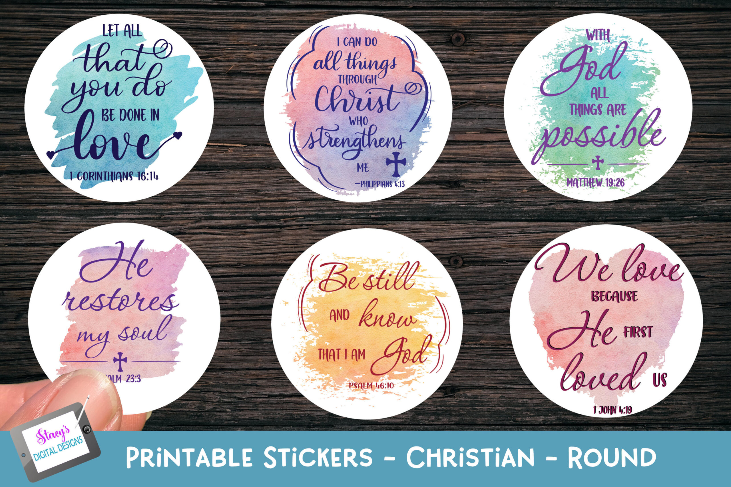 christian planner stickers: Six Round Transparent PNG Stickers original product preview