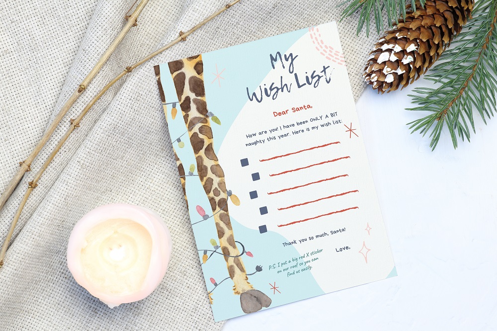christmas wish list: Giraffe-Themed Letter Wish Page original product preview