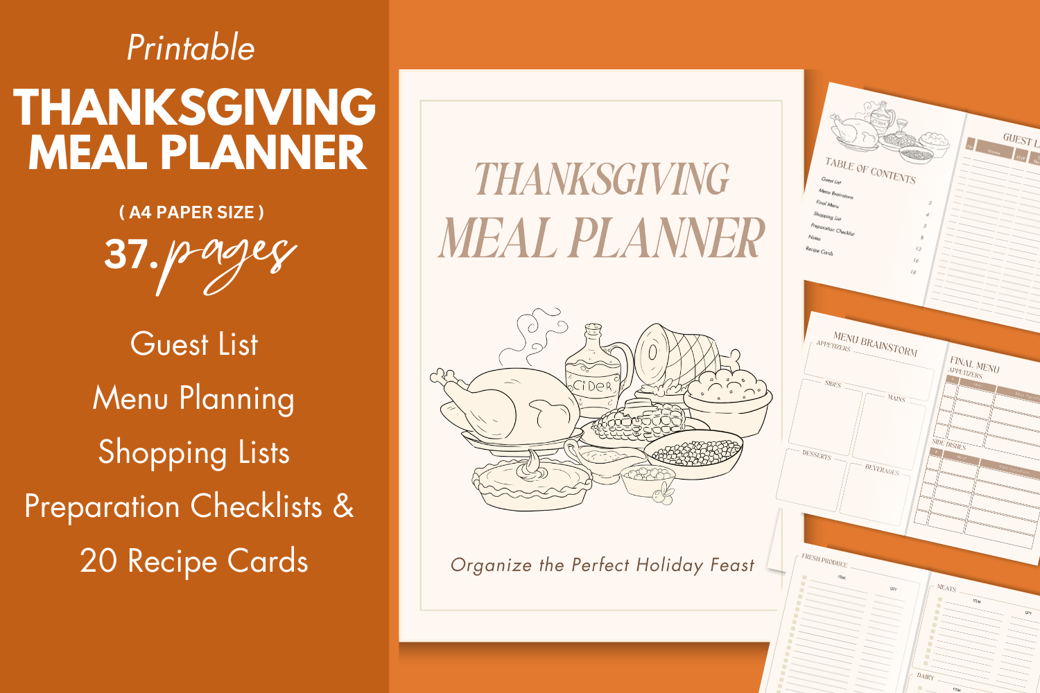 Thanksgiving Planner — Printable Thanksgiving Meal Planner product preview