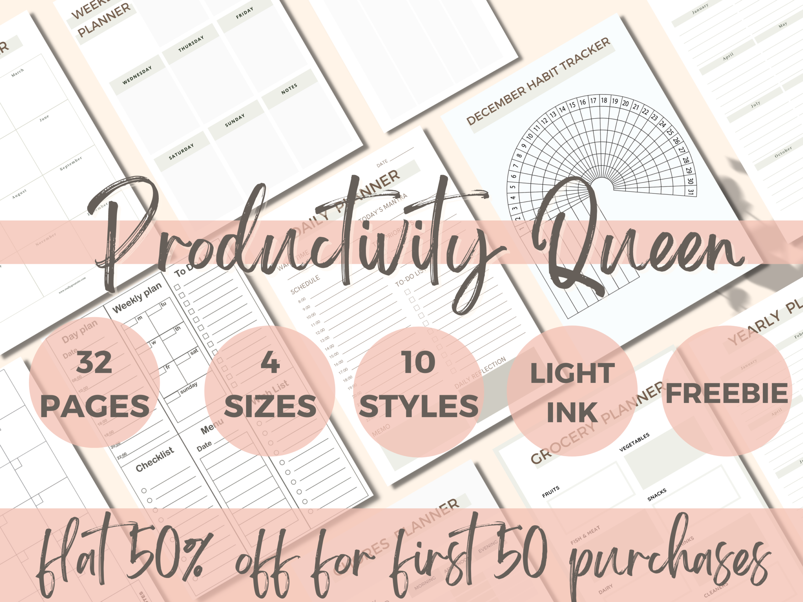 Personal productivity planner - Productivity Planner Template Pages