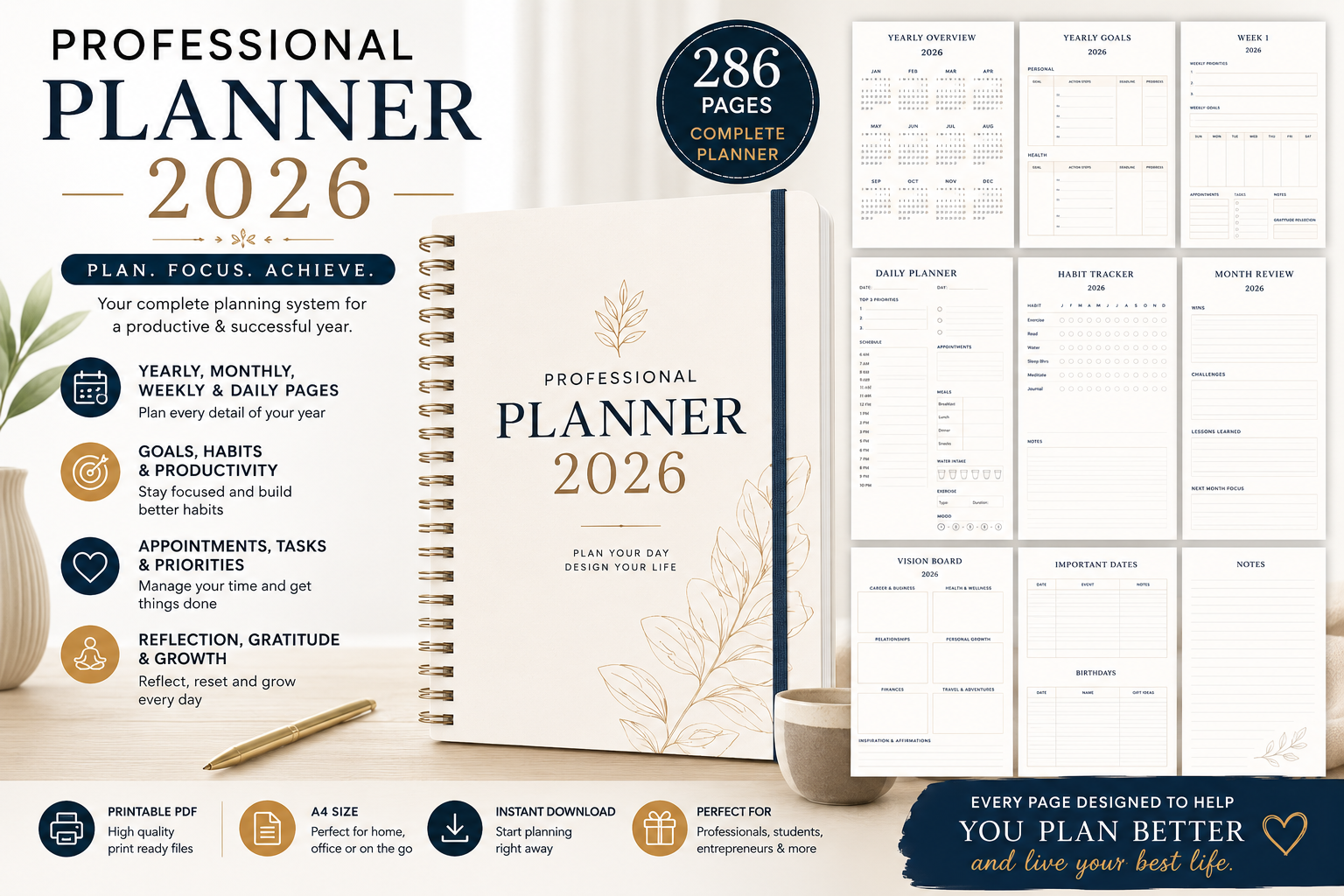 Professional Planner 2026 Printable