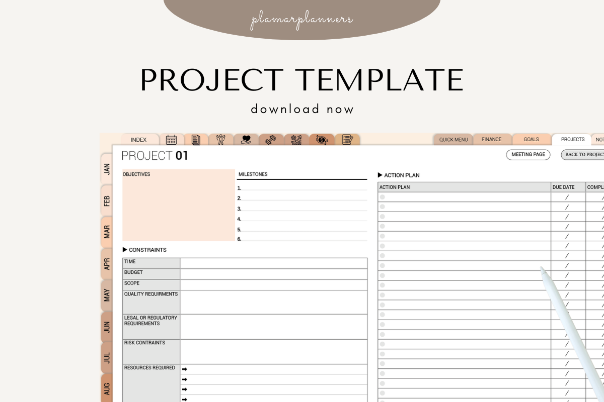 Personal productivity planner - Project Planner – Printable & Digital