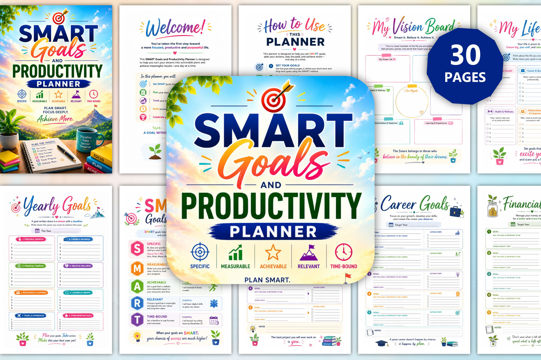 Personal productivity planner - SMART Goals and Productivity Planner
