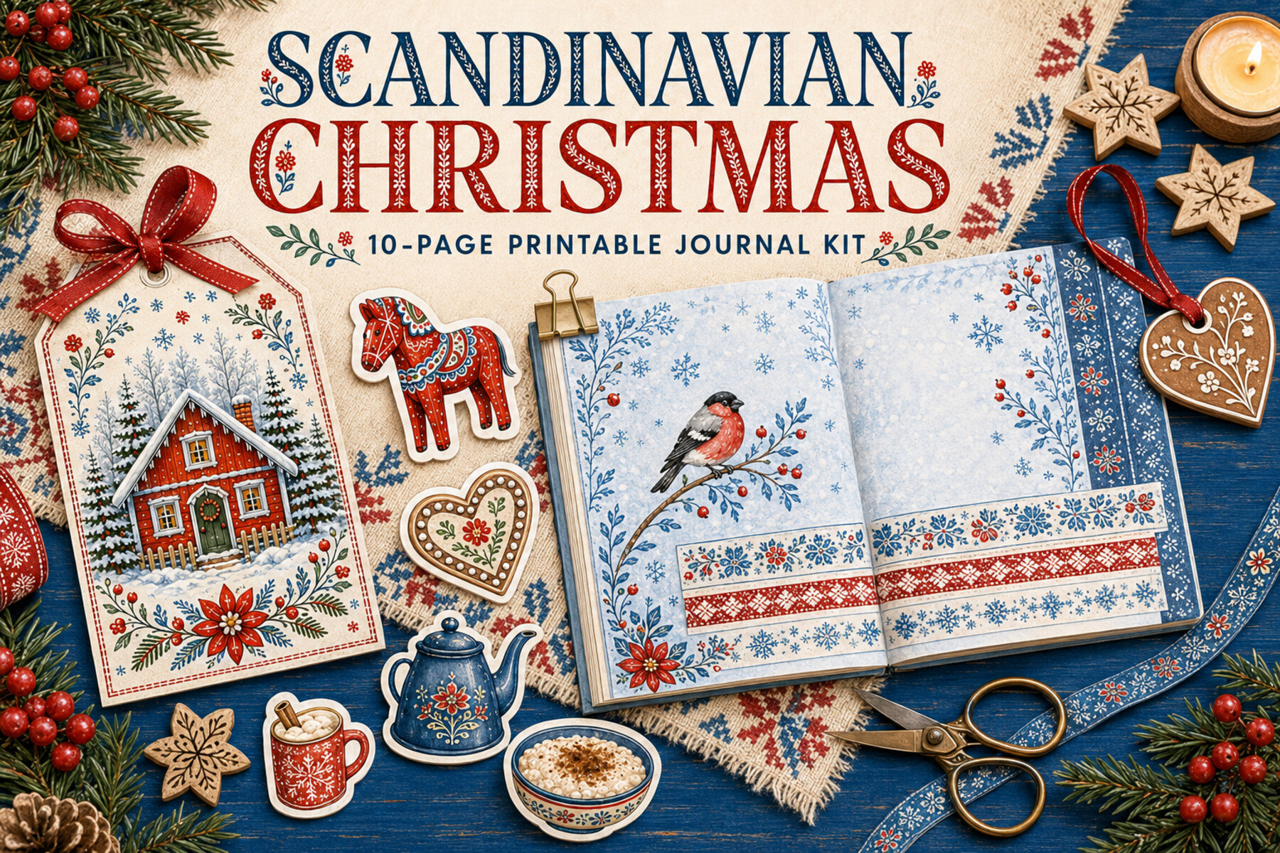 christmas journal: Nordic Christmas Papers and Journal Cards original product preview