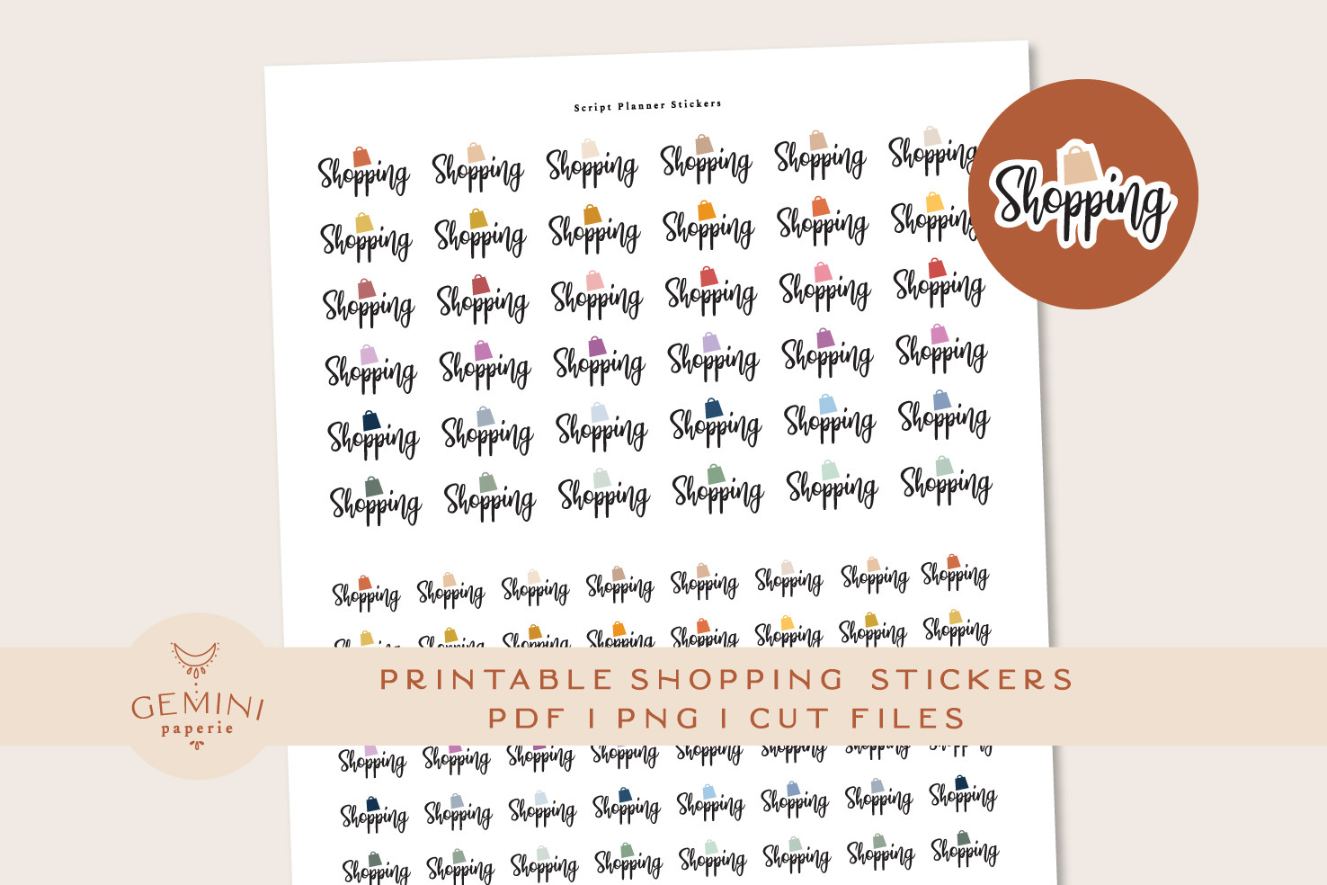 shopping planner stickers: Eighty Shopping Stickers with Cutting Instructions original product preview