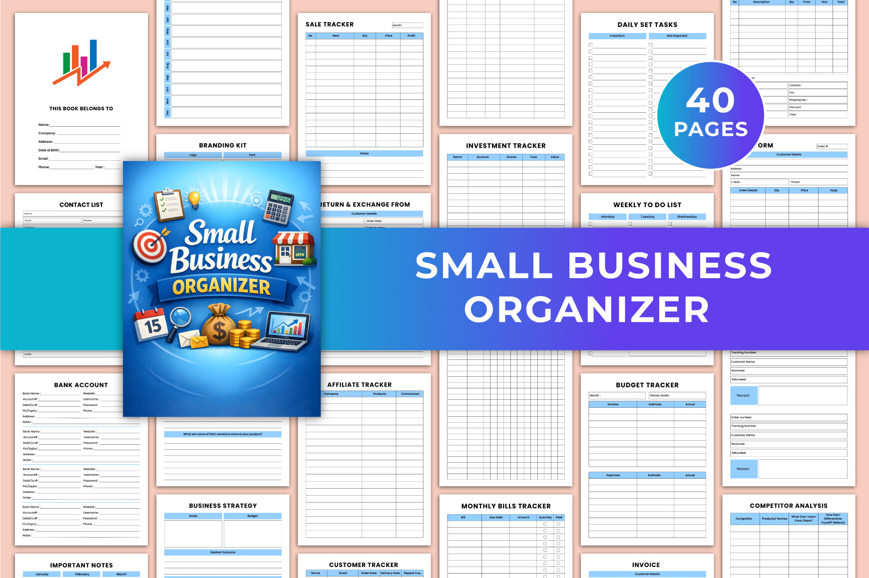 Business planner - Small Business Organizer Canva KDP
