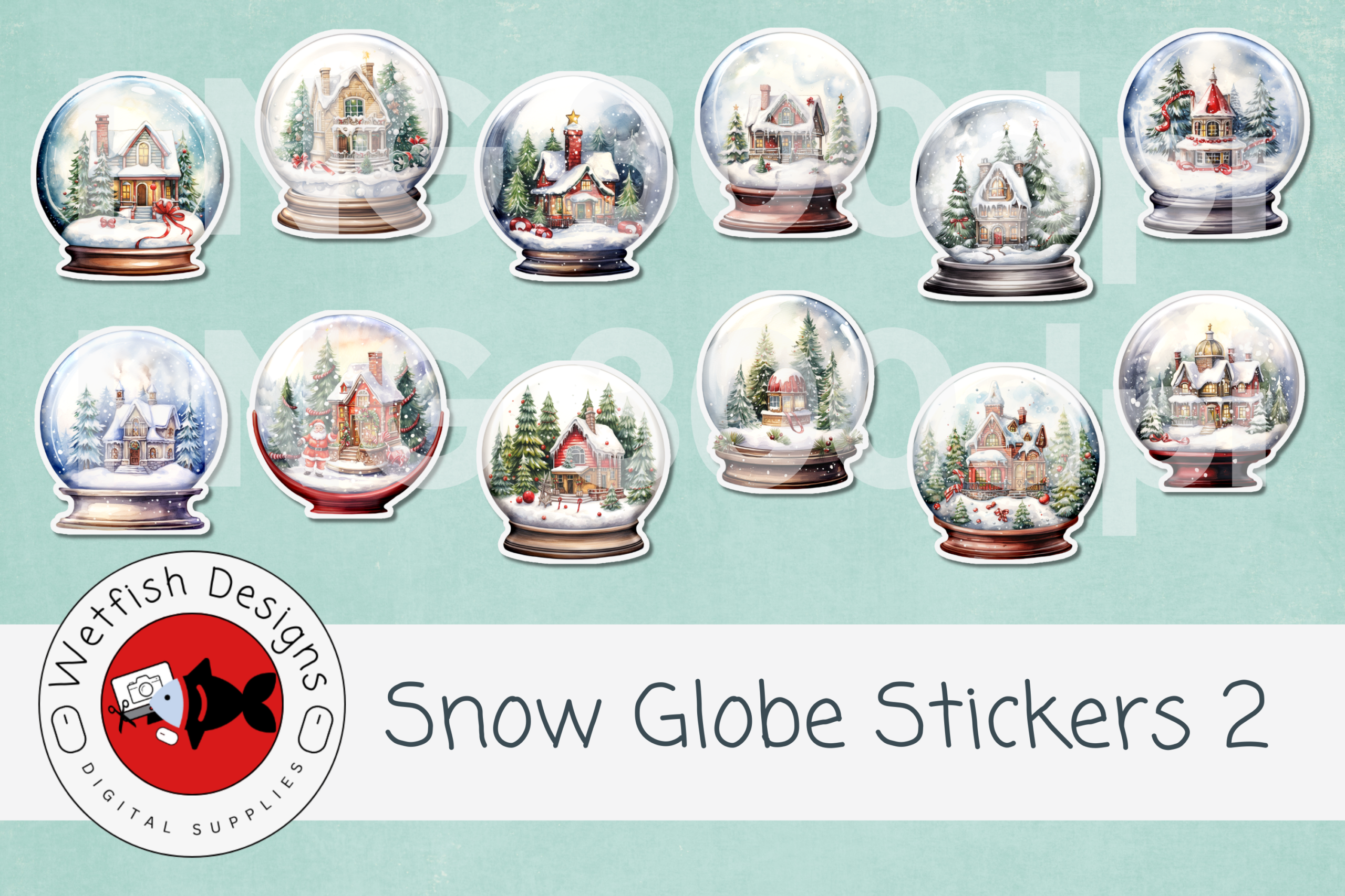 christmas snow globe stickers: Second Vintage Snow Globe Sticker Collection original product preview