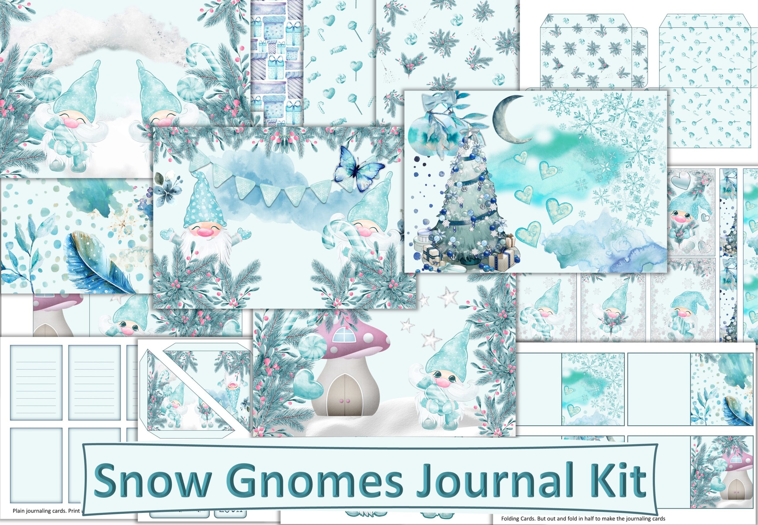 winter journal: Snow Gnome Journal and Ephemera Pages original product preview