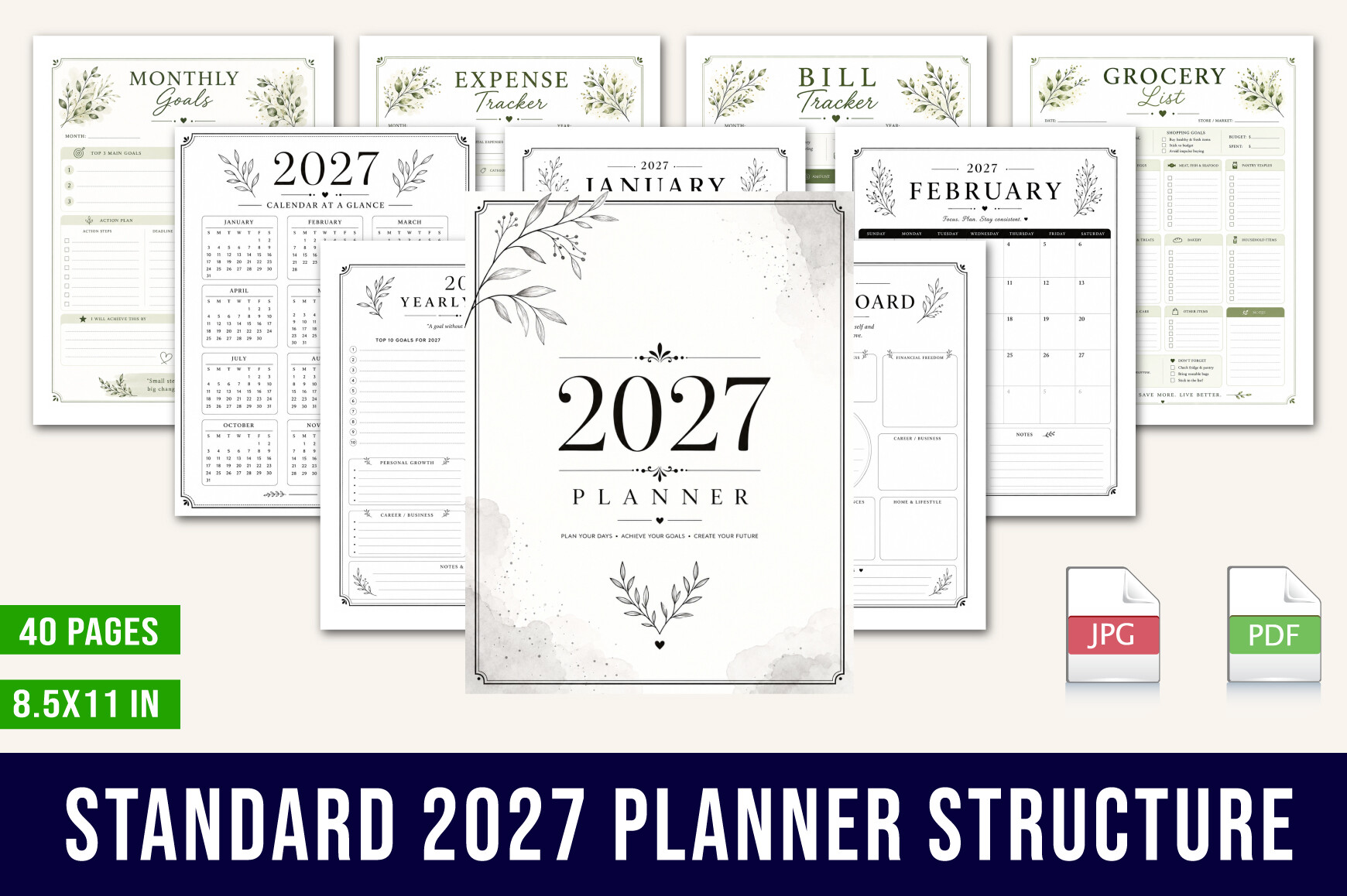 2027 Weekly Planner — Standard 2027 Planner Structure product preview
