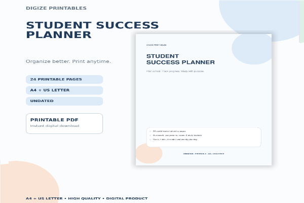 Student Planner — Student Planner Printable Bundle | Undat product preview