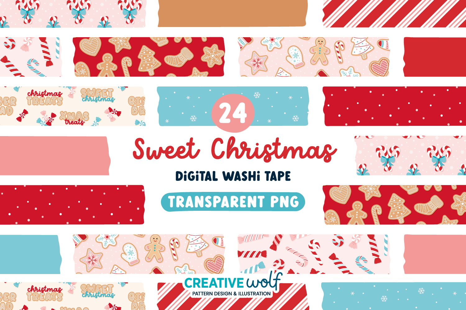 christmas washi tape: Sweet Christmas Gingerbread and Candy Borders original product preview