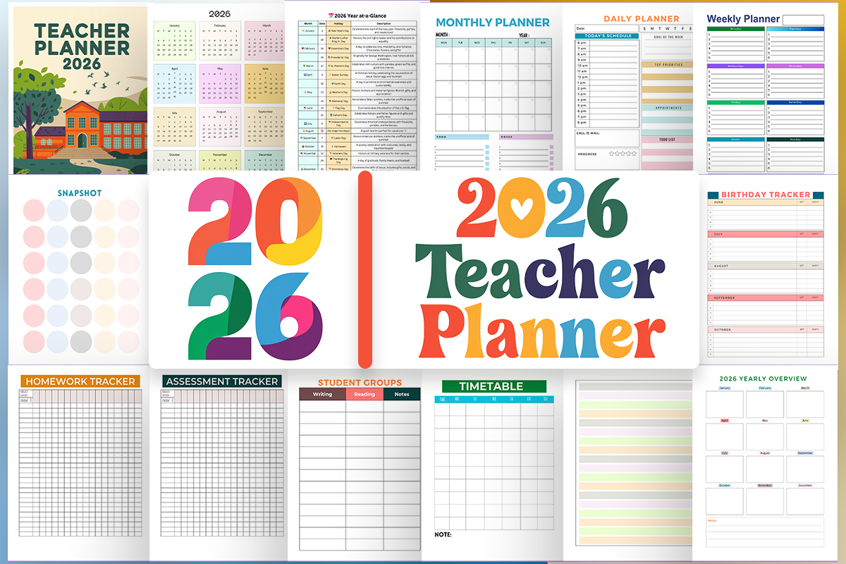 Teacher Gradebook Planner — Teacher Planner 2026 — Assessment Tracker product preview