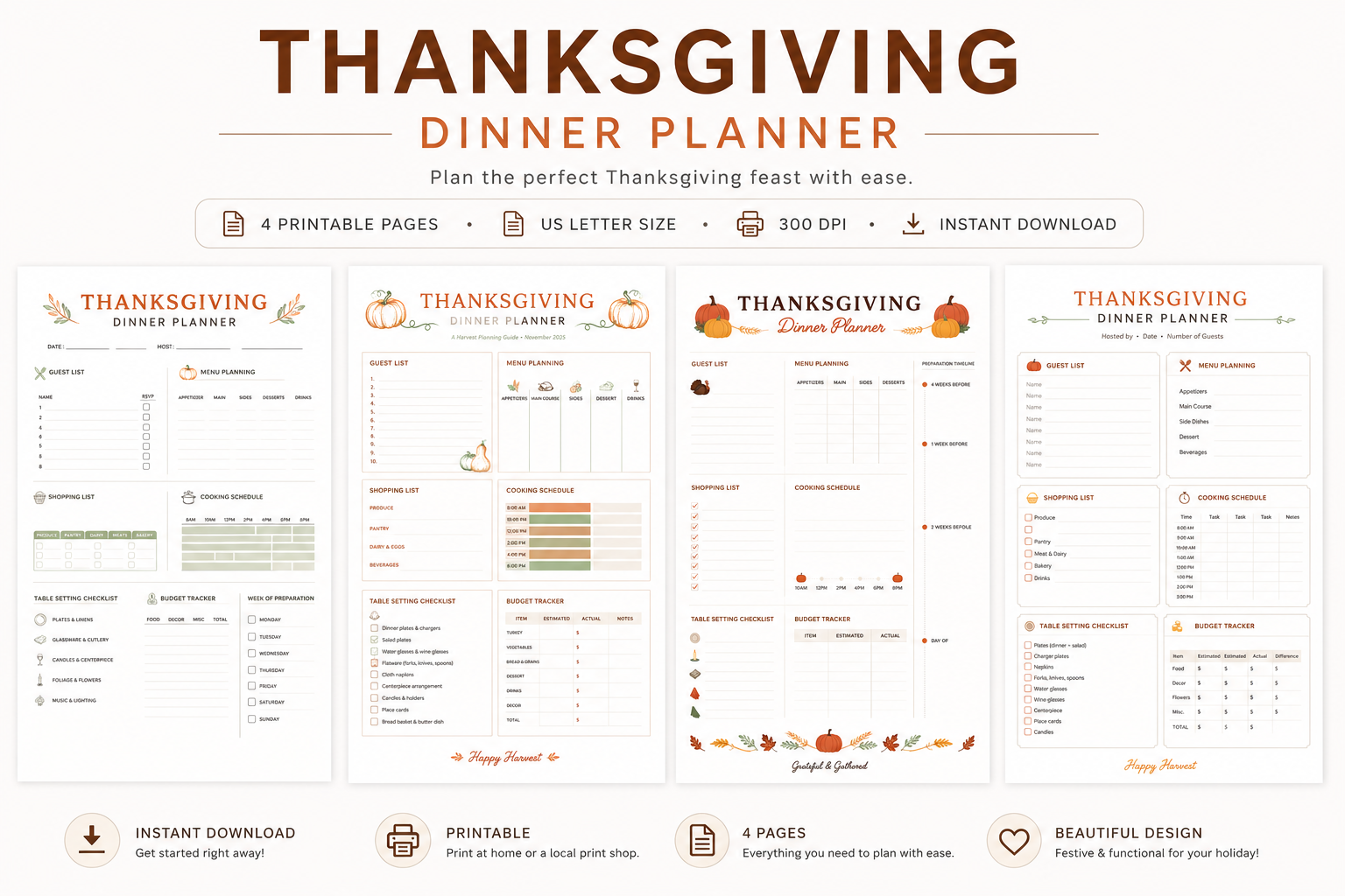 Thanksgiving Planner — Thanksgiving Dinner Planner Printable product preview