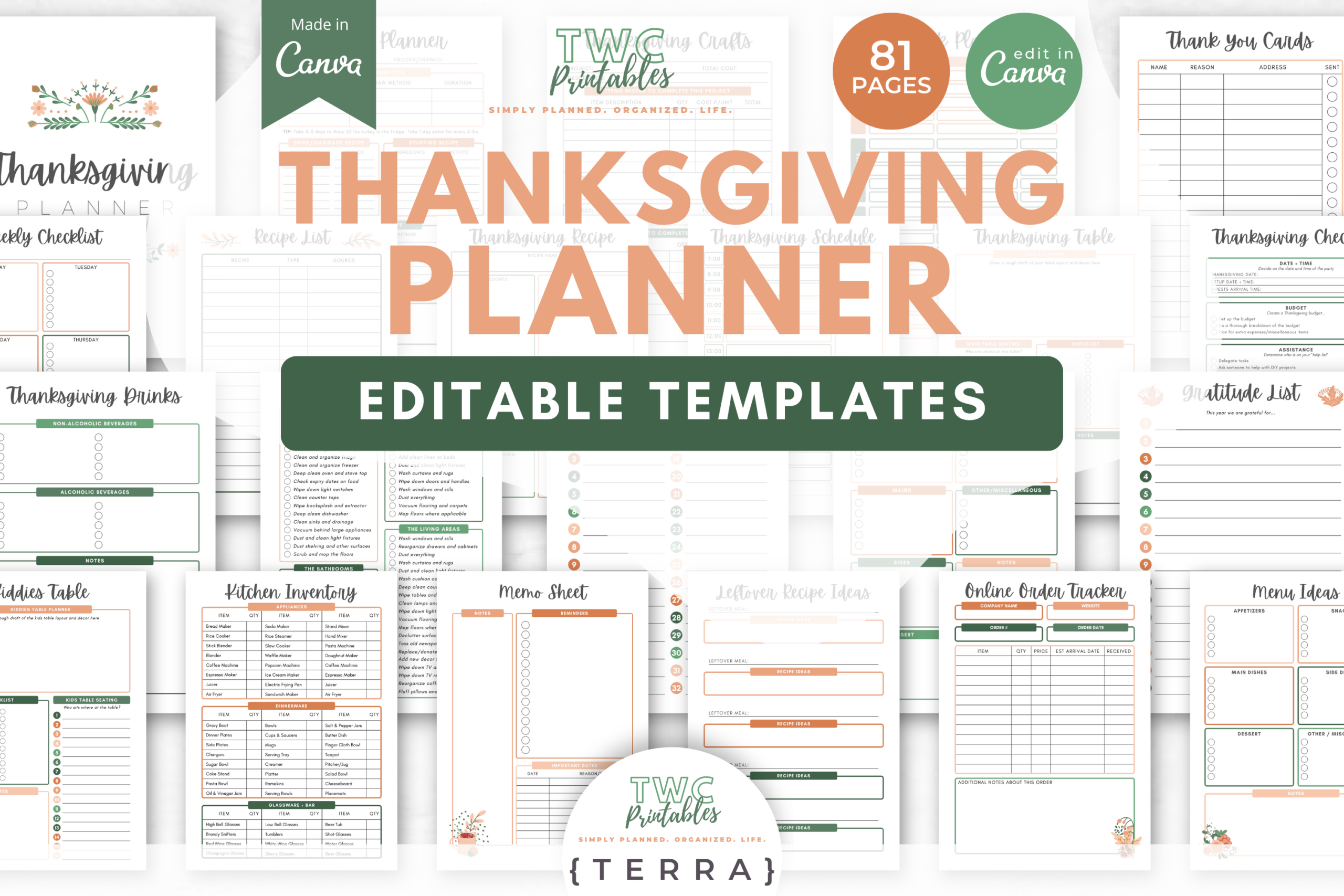 Thanksgiving Planner — Thanksgiving Planner Canva Templates product preview