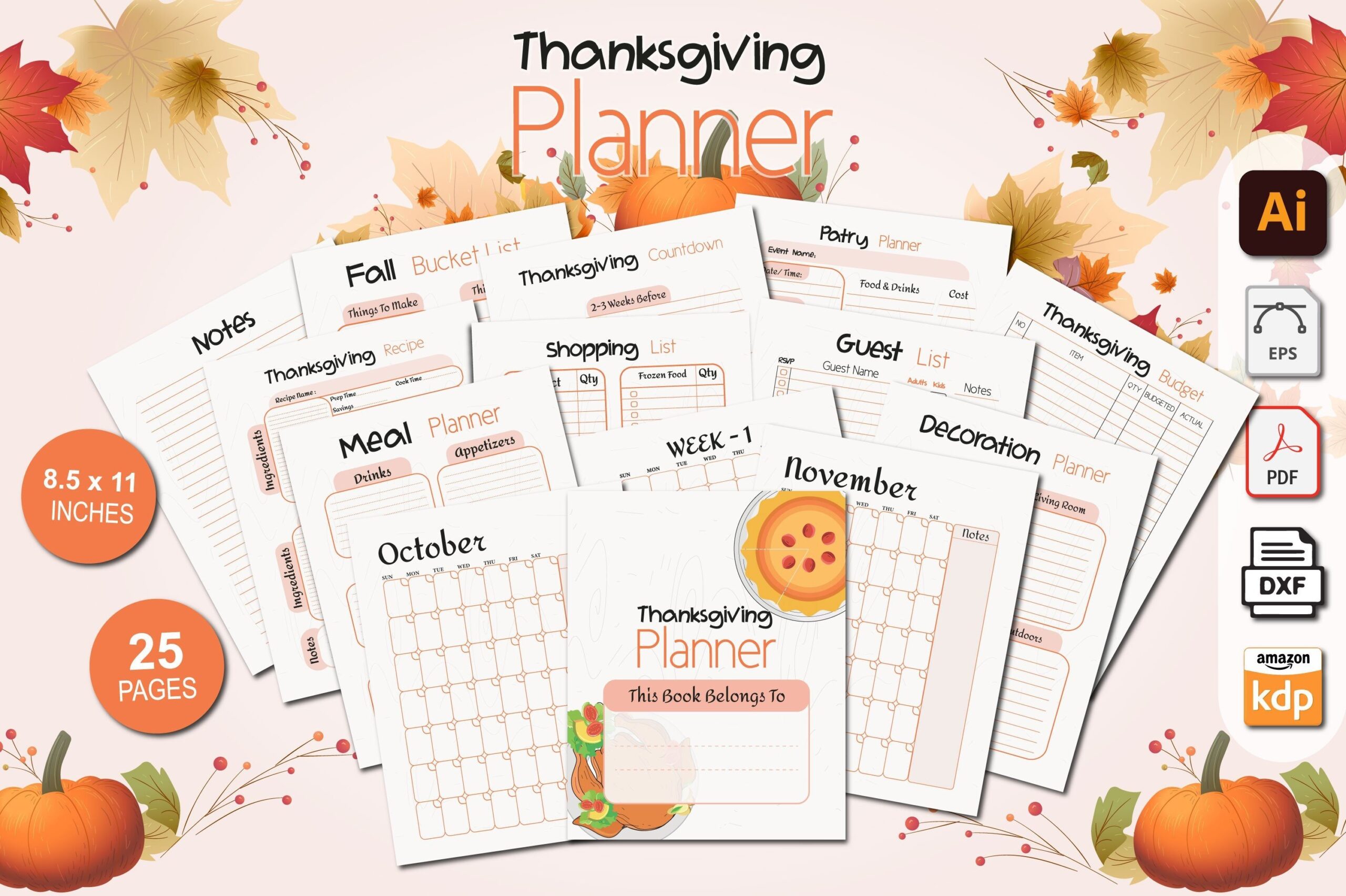 Thanksgiving Planner — Thanksgiving Planner KDP Interior product preview