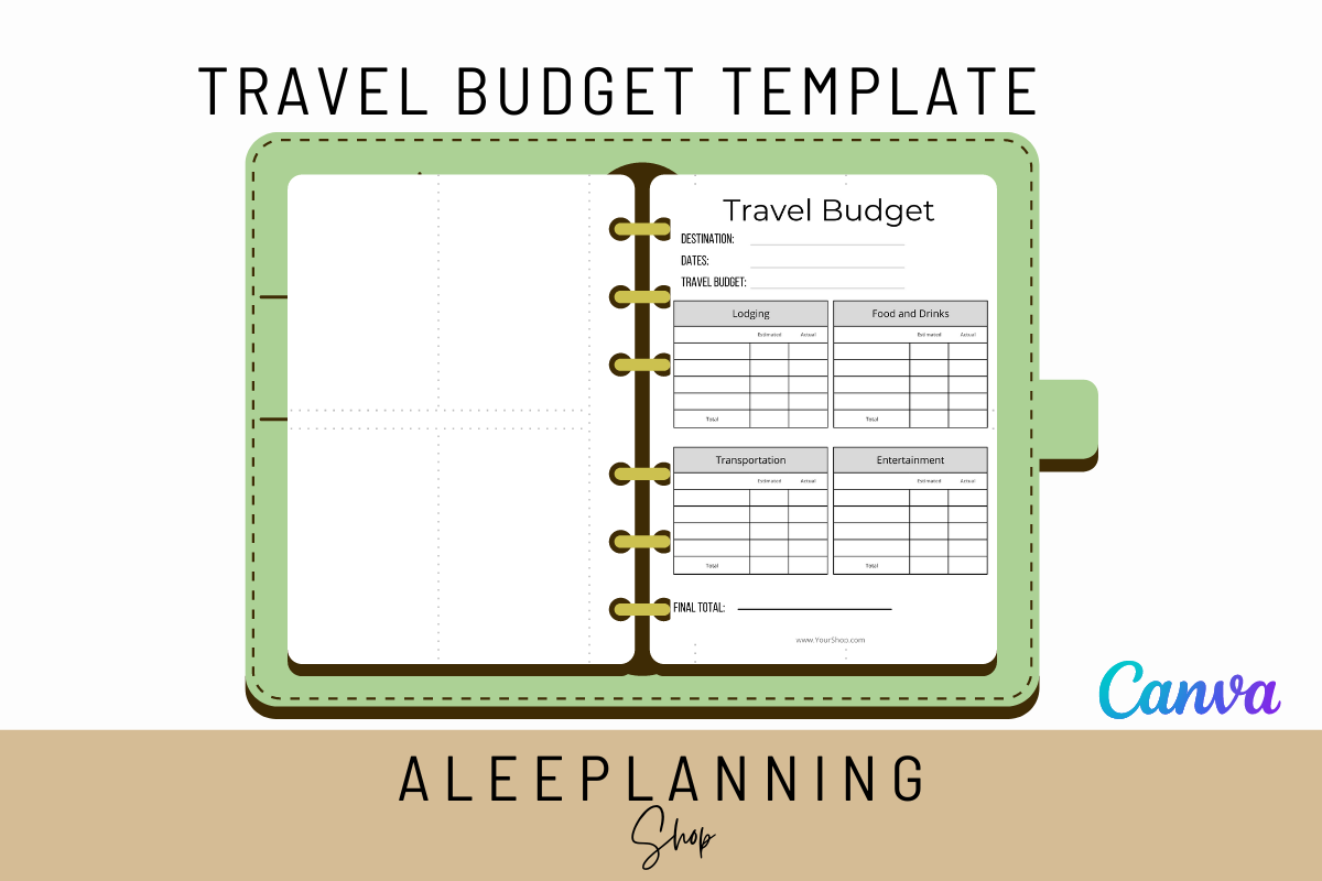 Editable Canva travel budget and expense template