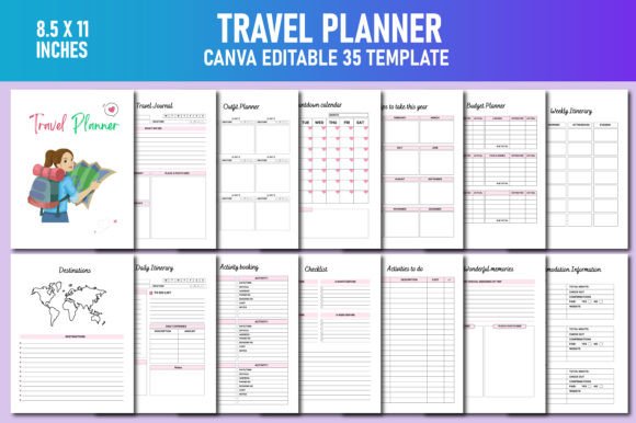 Travel planner - Travel Planner Canva KDP