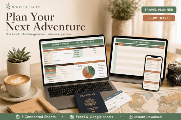Travel planner spreadsheet with automatic budget tracker
