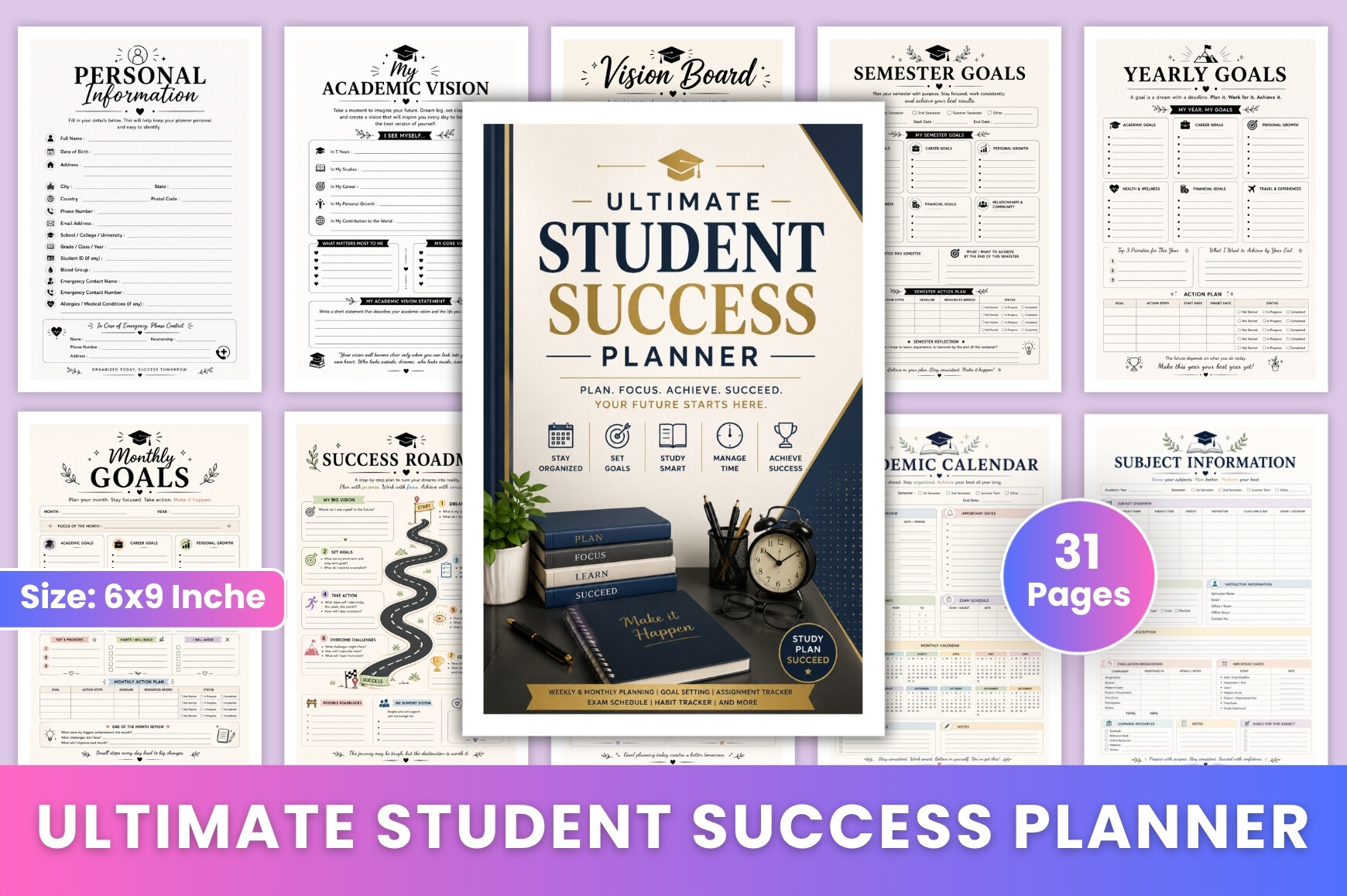8 Practical Academic Planner Templates for a More Organized Semester planner preview