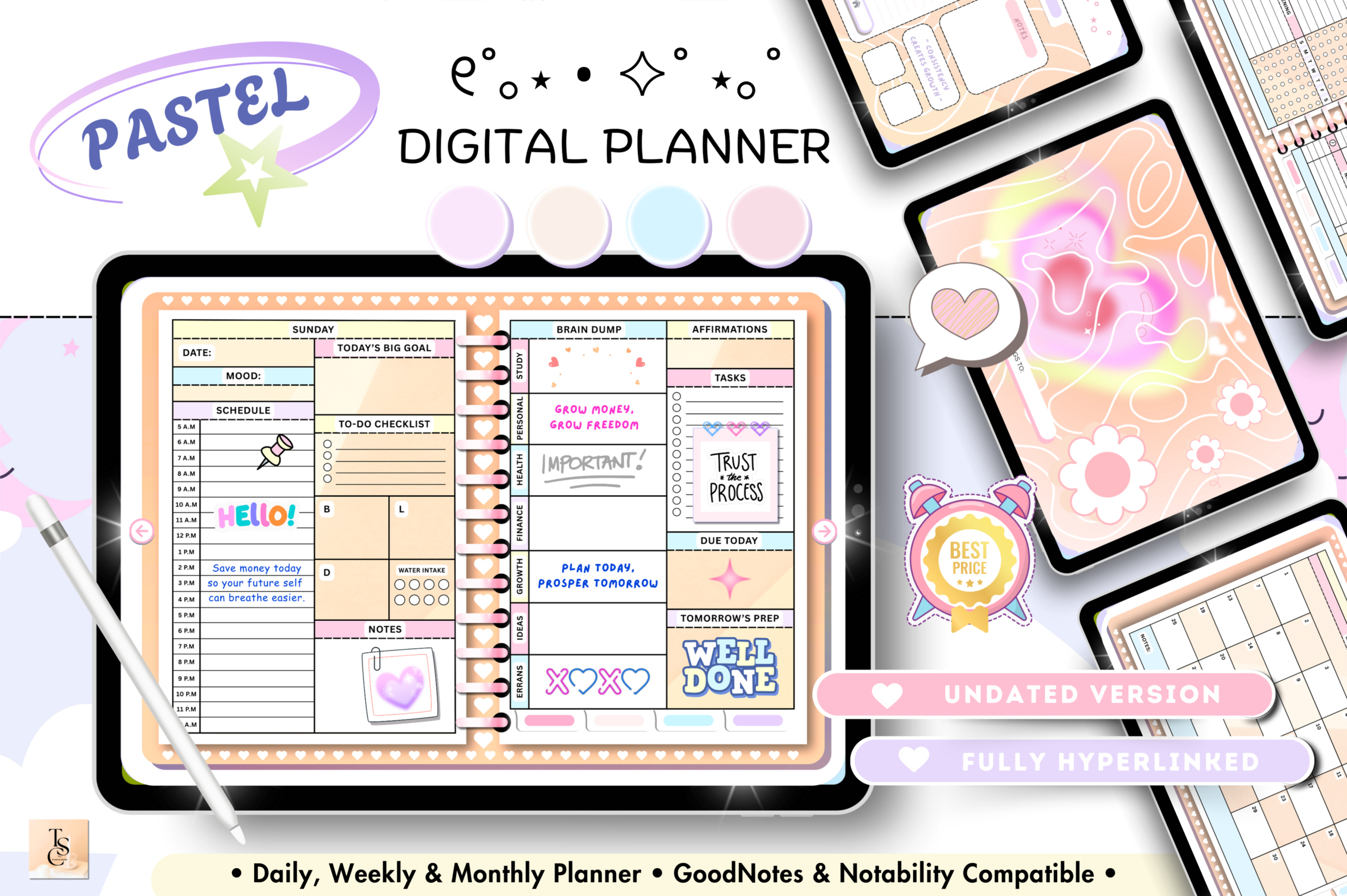 Undated Digital Planner iPad Goodnotes
