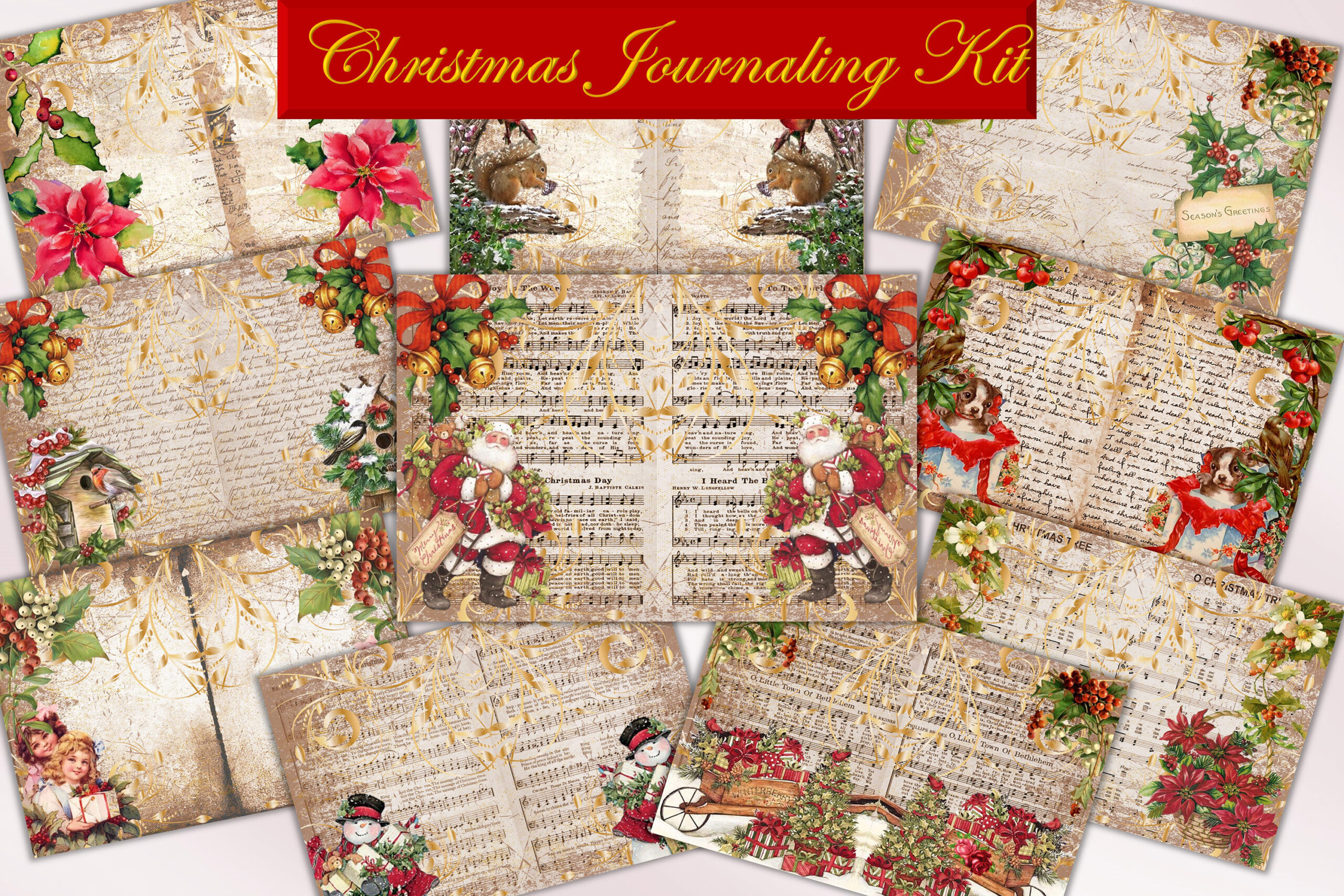 christmas journal: Vintage Christmas Backgrounds and Tags original product preview