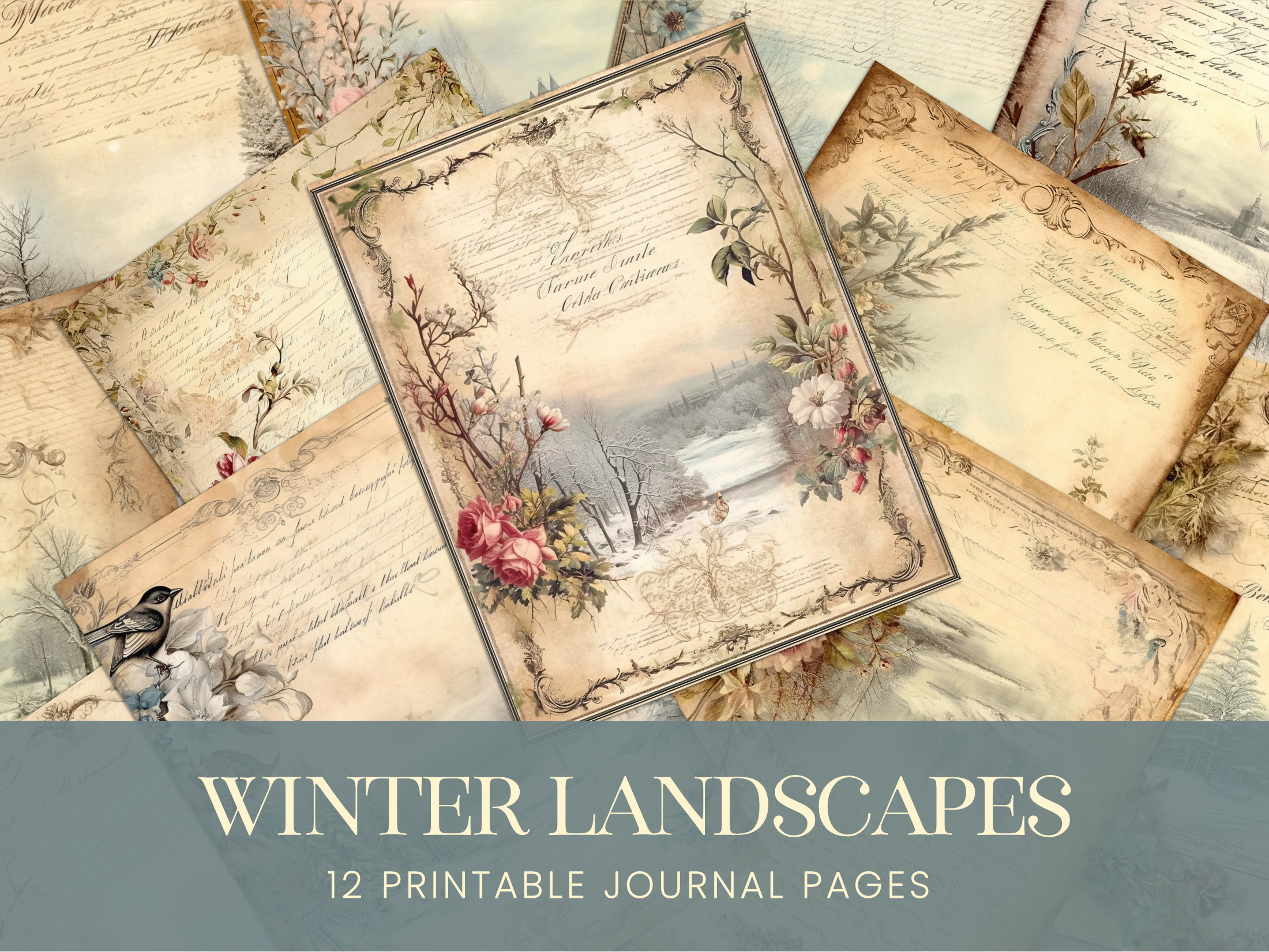 winter journal: Antique Landscape Writing Papers and Print PDF original product preview