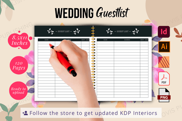 wedding guest list: Letter-Size Guest Interior with Publishing Files original product preview