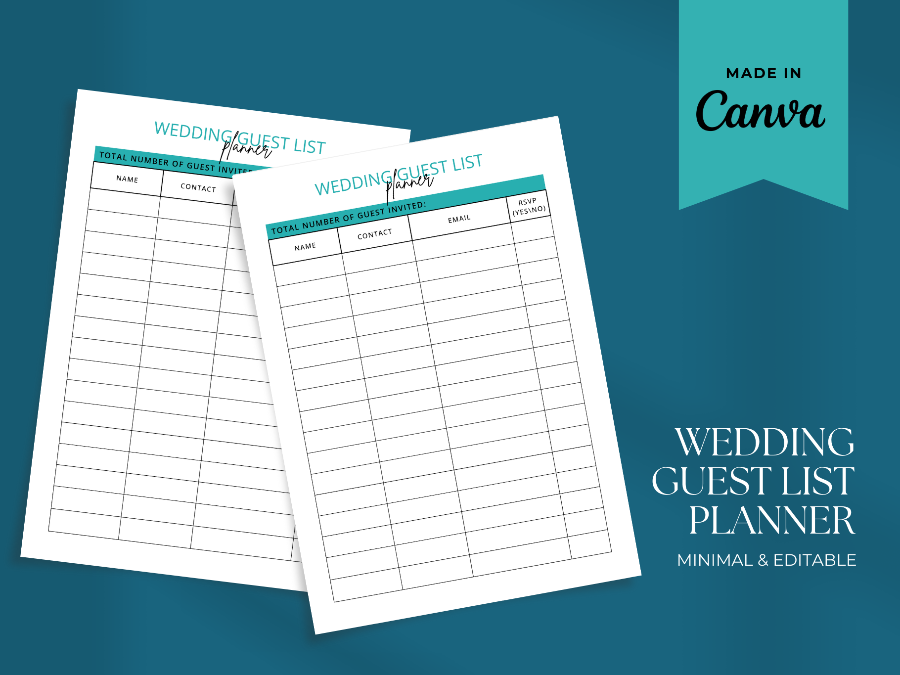 wedding guest list: Canva Guest Planner with Contact Details original product preview