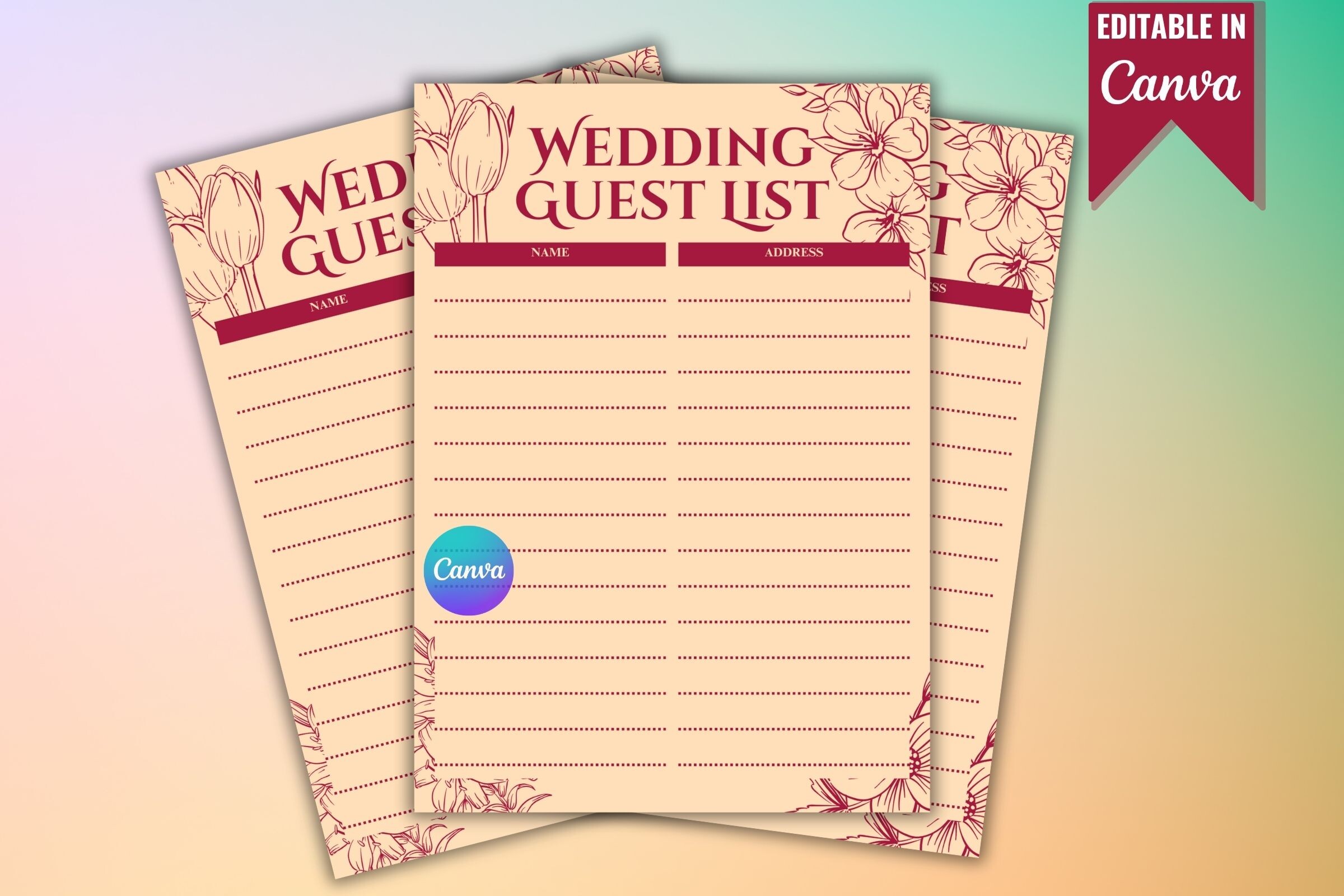 wedding guest list: Editable RSVP and Seating Template original product preview
